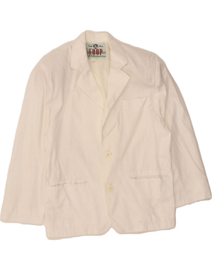 VINTAGE Womens 3/4 Sleeve 2 Button Blazer Jacket IT 38 XS White Cotton Vintage Vintage and Second-Hand Vintage from Messina Hembry 