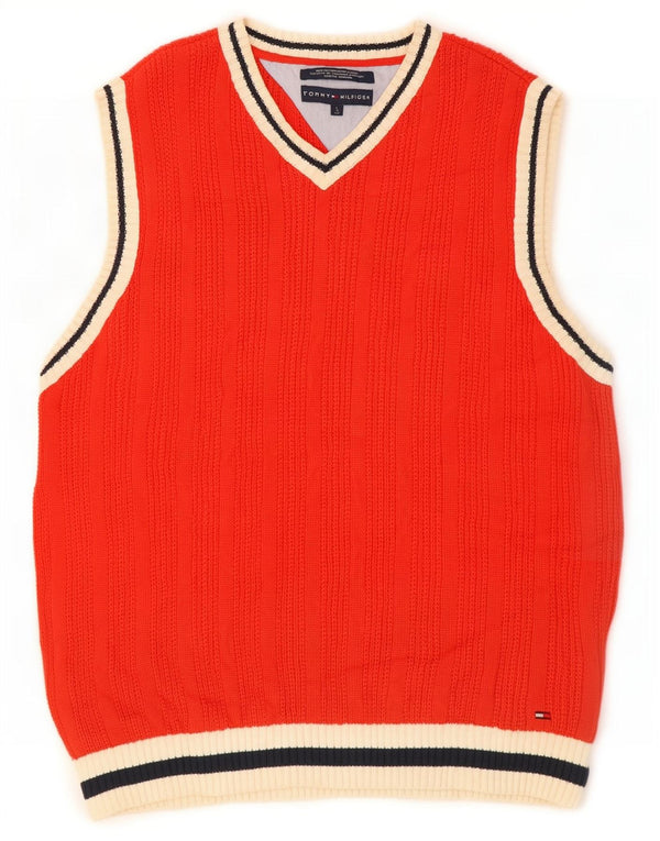 Tommy Hilfiger Mens Vest Tank Top Large Red Colourblock Cotton