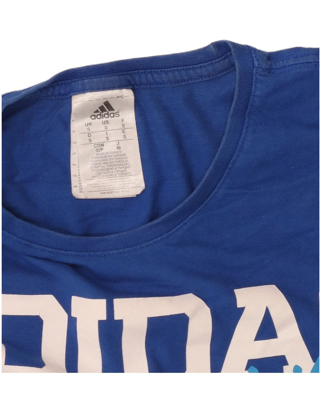 T-shirt grafica da uomo Adidas Top piccola in cotone blu