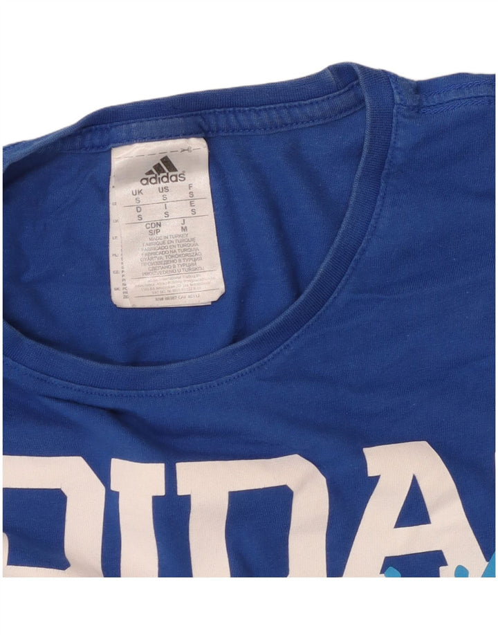 T-shirt grafica da uomo Adidas Top piccola in cotone blu