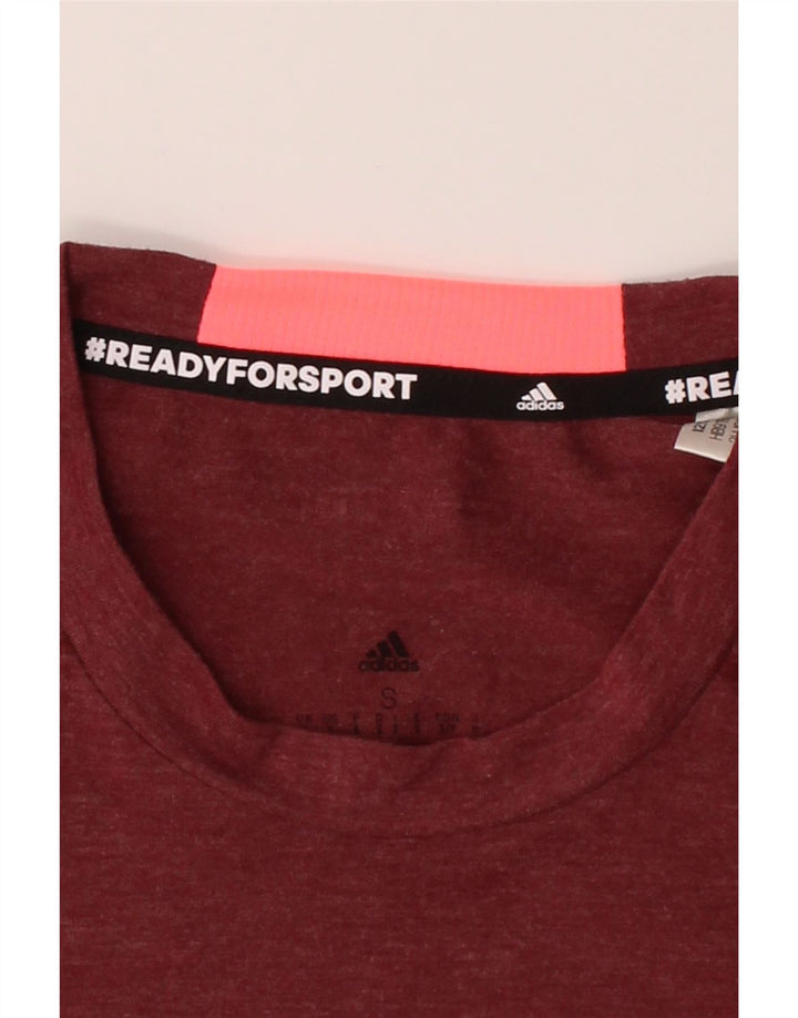 ADIDAS Mens T-Shirt Top Small Maroon Polyester Vintage Adidas and Second-Hand Adidas from Messina Hembry 