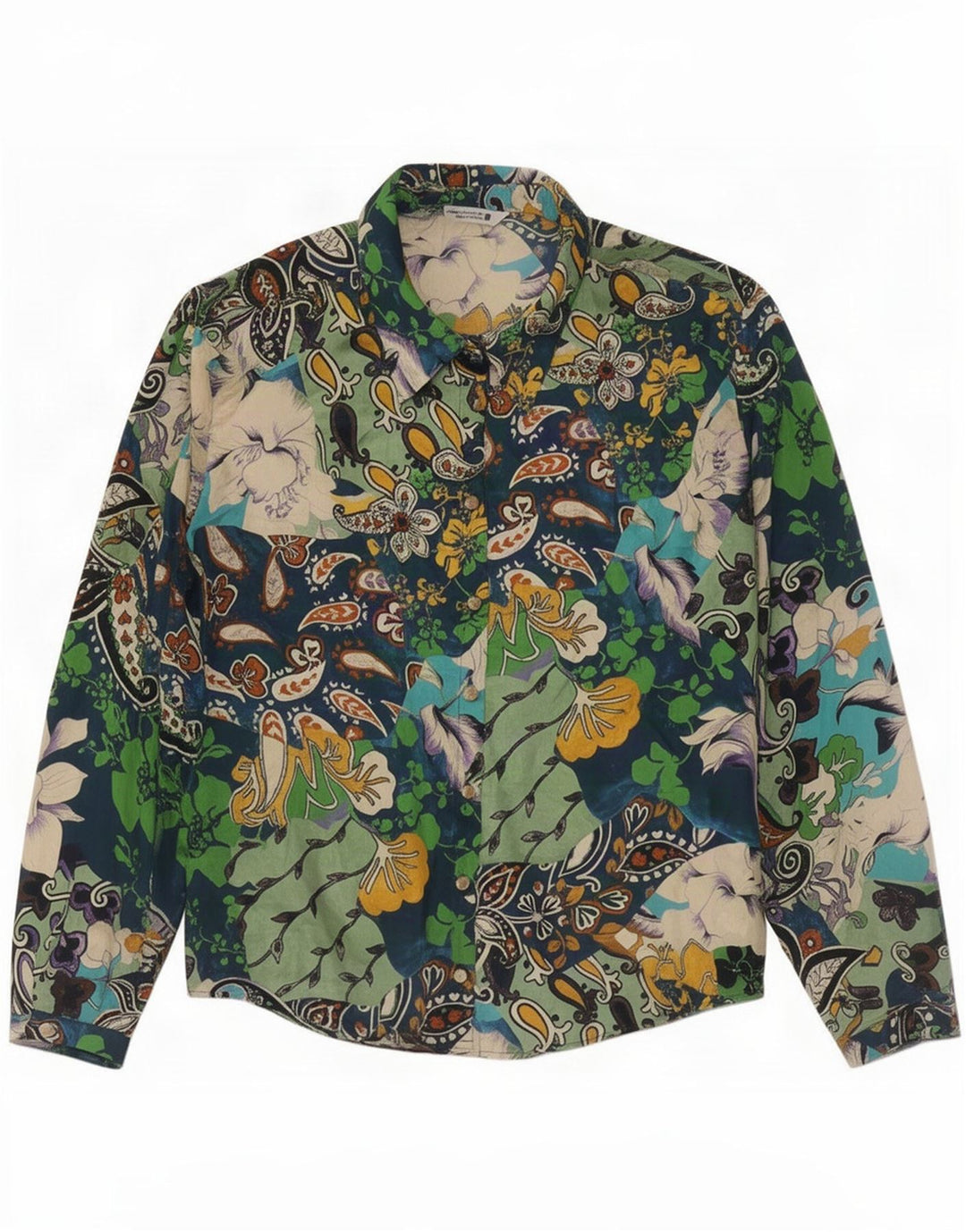 Camicia oversize da donna Zara UK 16 Grande poliestere Paisley multicolore