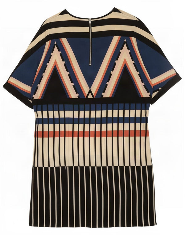 Warehouse Abito a trapezio da donna UK 10 Piccolo in viscosa a righe multicolore