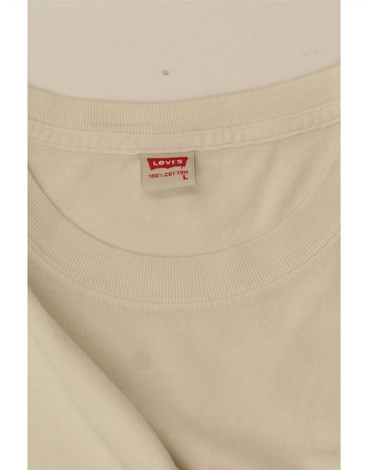 Levi's Uomo Top Manica Lunga Grande Cotone Bianco
