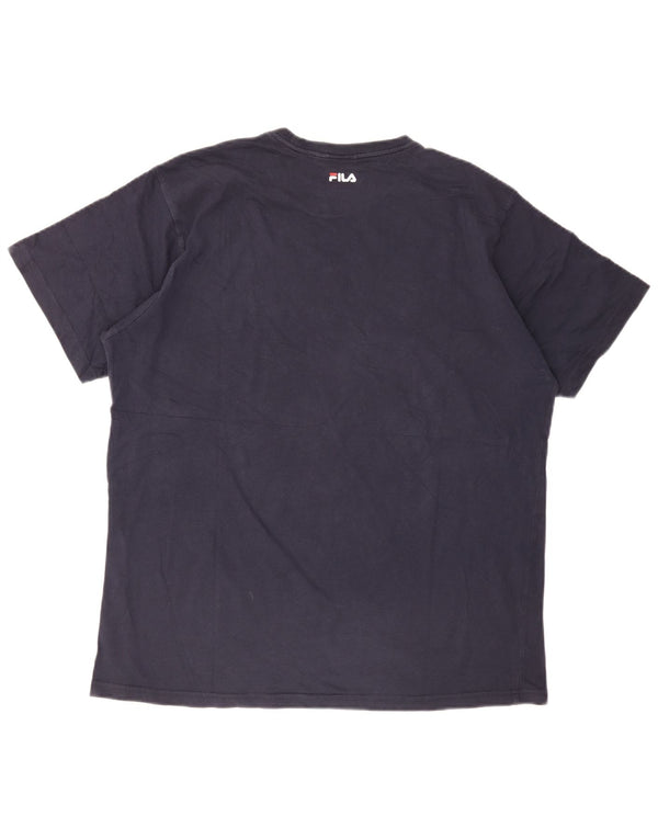 T-shirt grafica da uomo Fila Top XL in cotone blu navy
