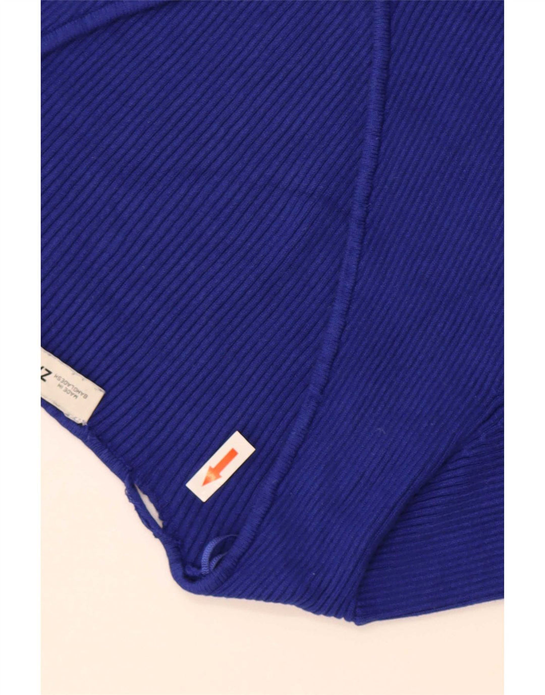 Top corto da donna Zara UK 8 piccolo in viscosa blu