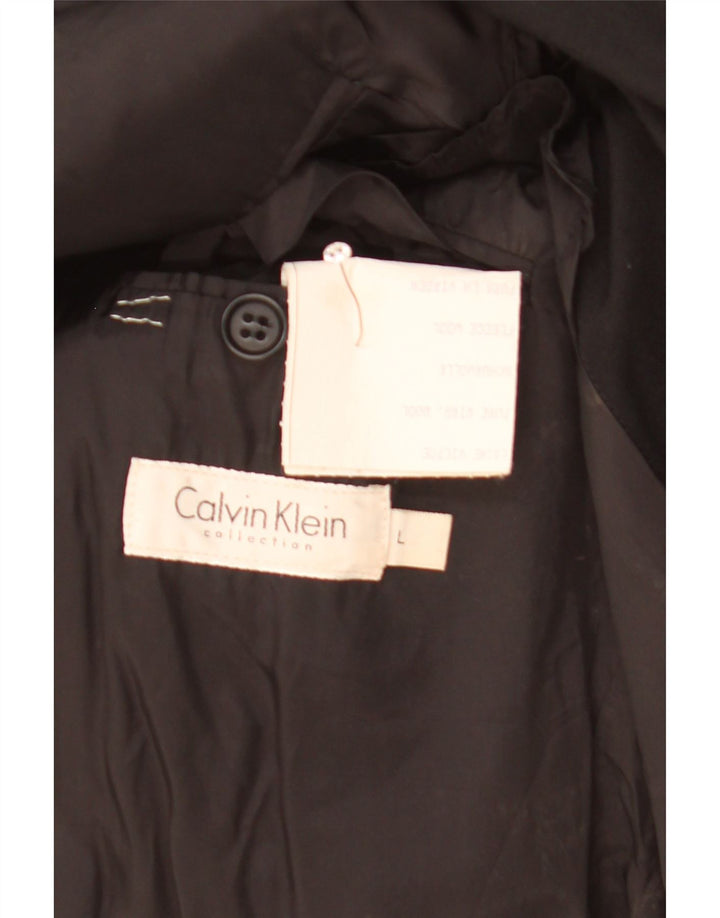 Giacca blazer a 3 bottoni da uomo Calvin Klein UK 40 grande lana nera