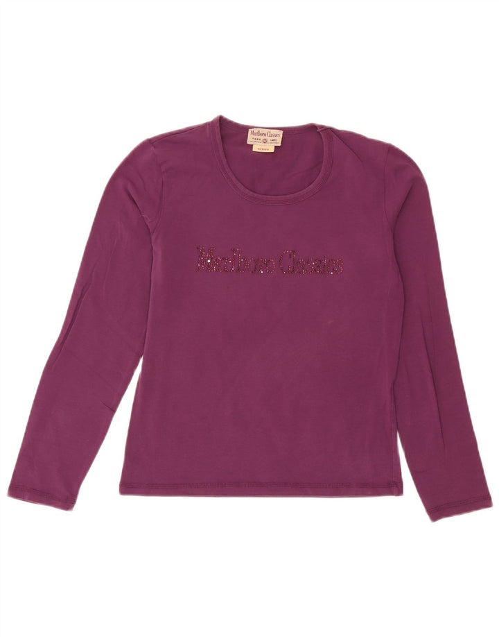 Top grafico da donna Marlboro Classics manica lunga UK 12 Viola medio