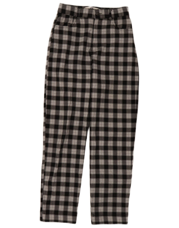 Pantaloni casual affusolati a vita alta Hollister da donna XS W24 L27 neri a quadri