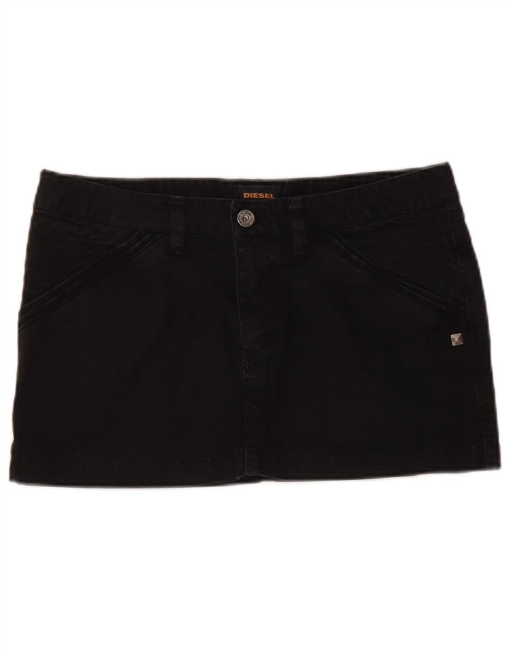 Mini gonna di jeans da donna Diesel W29 cotone nero medio