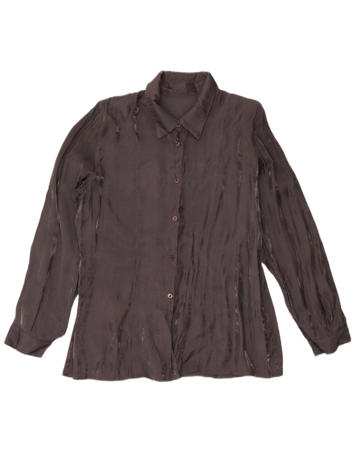 Camicetta camicia vintage da donna UK 18 XL viscosa nera