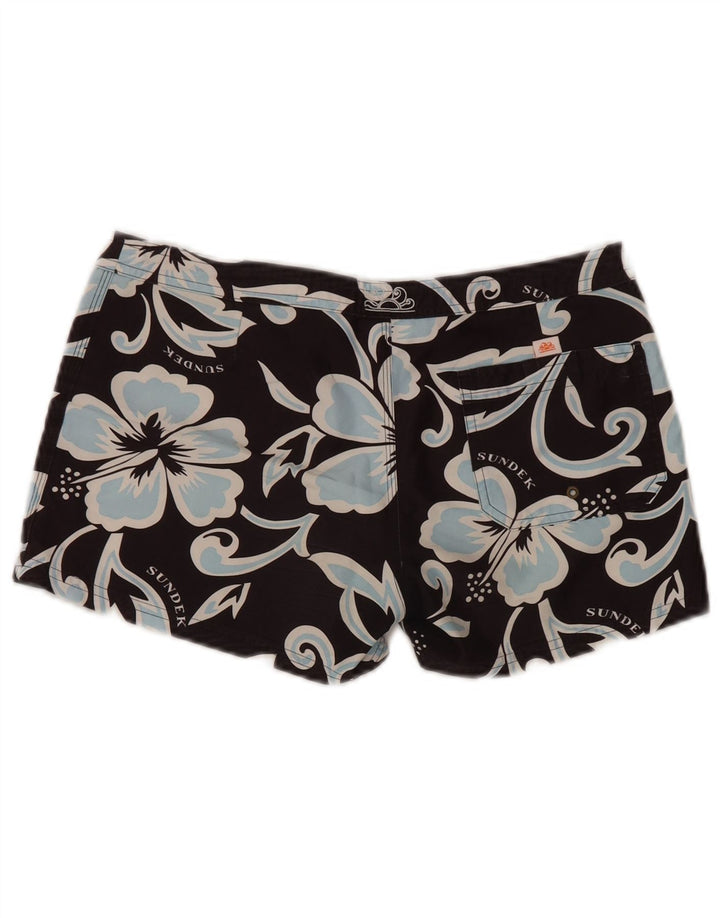 Pantaloncini da bagno da donna a vita bassa SUNDEK UK 14 medio nero floreale