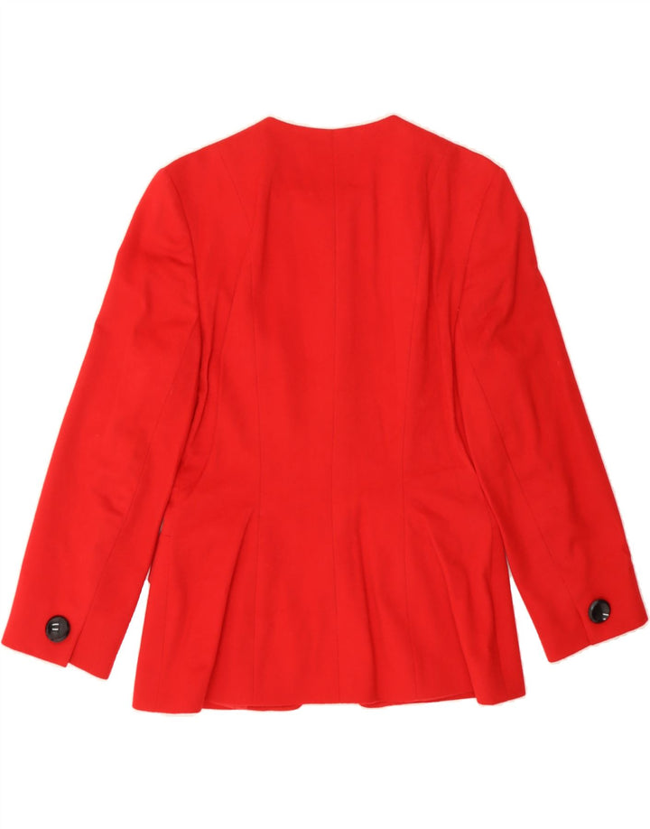 JAEGER Womens 3/4 Sleeve 6 Button Blazer Jacket UK 12 Medium Red New Wool Vintage Jaeger and Second-Hand Jaeger from Messina Hembry 