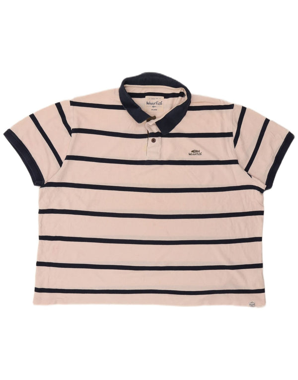Polo da rugby da uomo Weird Fish 3XL cotone a righe bianche