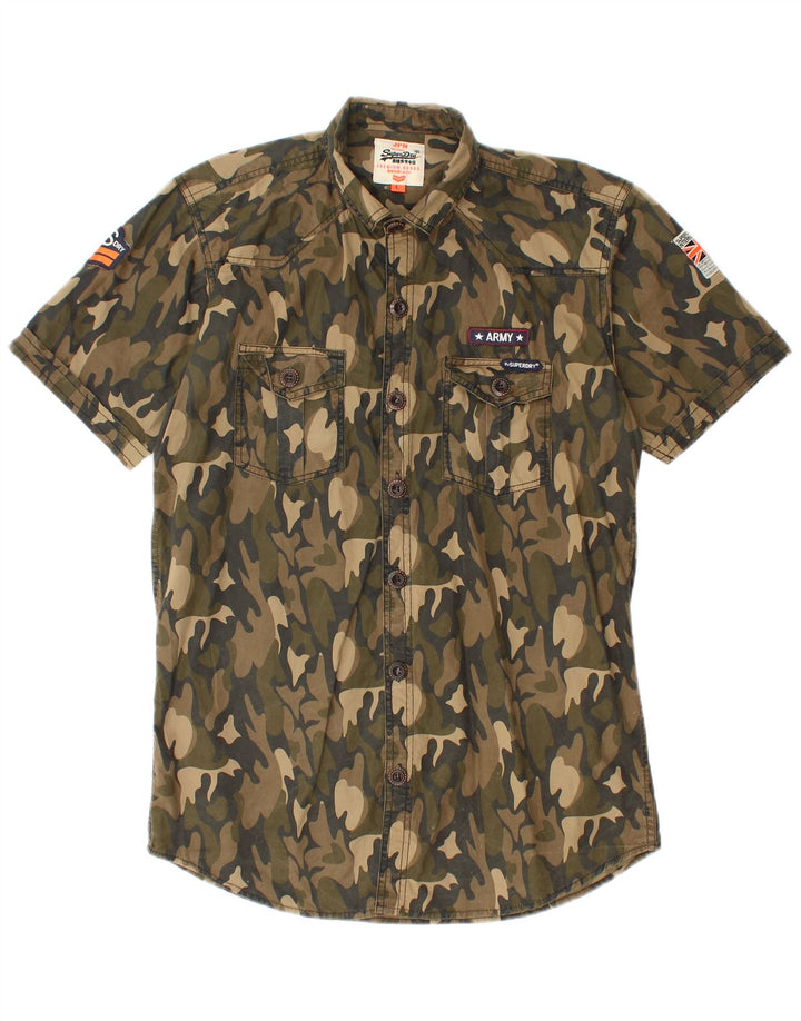 Camicia militare a maniche corte da uomo SUPERDRY grande mimetica multicolore