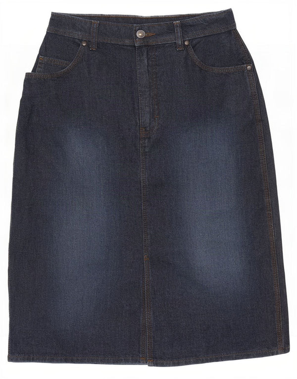 Gonna in denim da donna Marks & Spencer UK 10 piccola W28 cotone blu navy