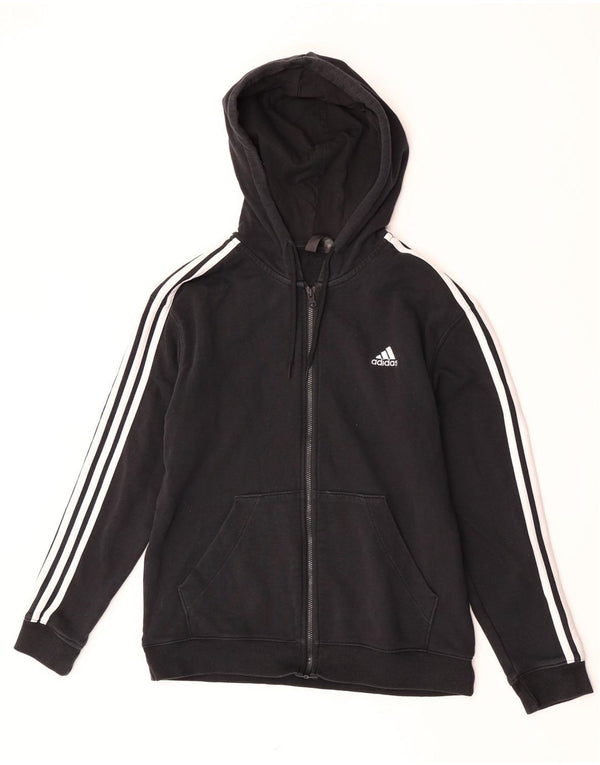 Maglione con cappuccio e zip da donna Adidas UK 12/14 Cotone nero medio