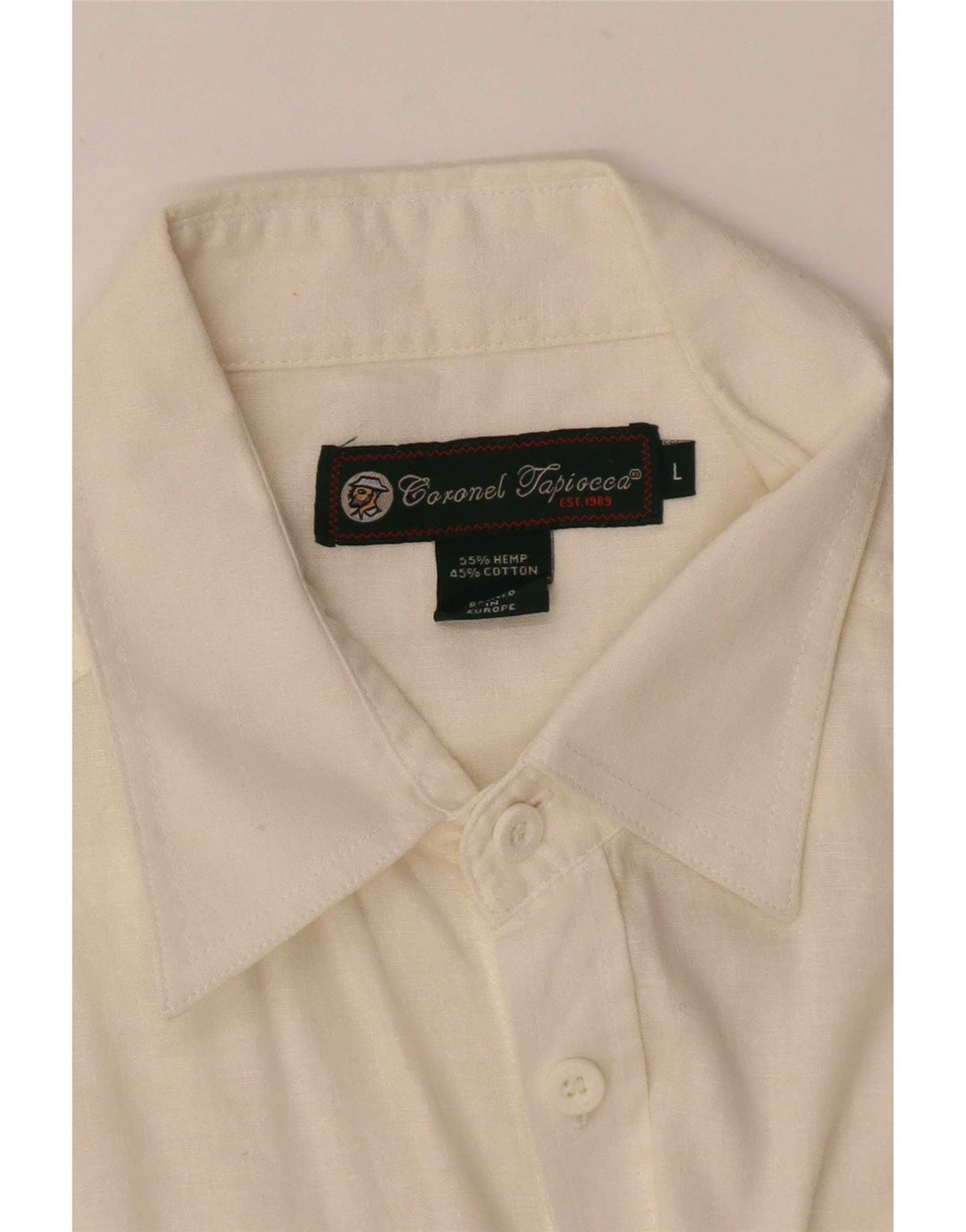 Coronel Tapiocca Camicia militare da uomo grande in lino bianco sporco