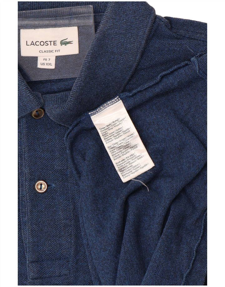 Polo LACOSTE da uomo a maniche lunghe vestibilità classica taglia 7 2XL cotone blu