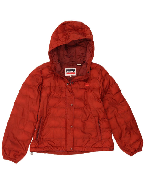Giacca imbottita con cappuccio da donna Levi's UK 10 piccola rossa in poliestere