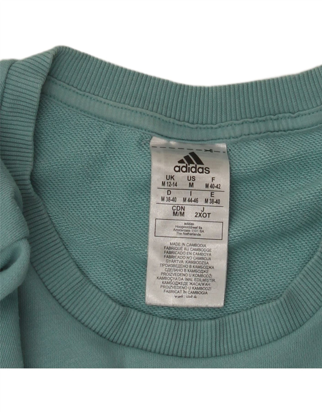 Felpa grafica da donna Adidas Jumper UK 12/14 Cotone blu medio