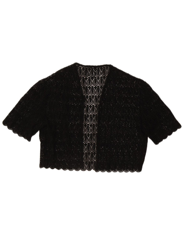 Top bolero in pizzo vintage da donna UK 14 medio nero Paisley