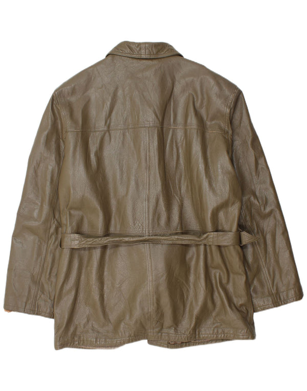 Giacca in pelle vintage da uomo UK 40 grande in pelle kaki