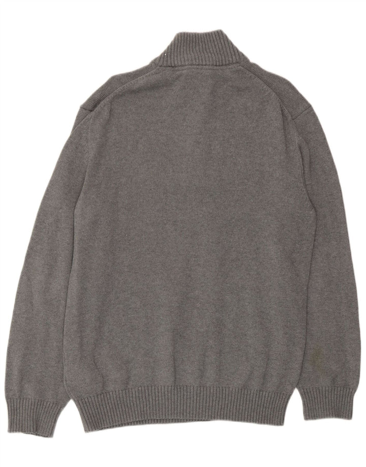 Gant Maglione da uomo con zip e collo grande in cotone grigio