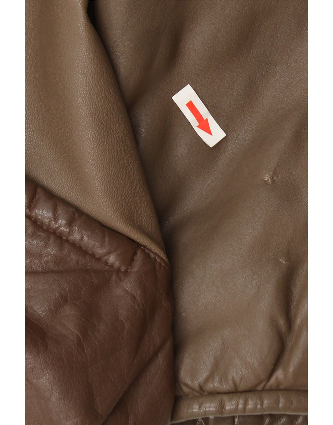 Giacca in pelle vintage da donna UK 14 Colorblock marrone medio
