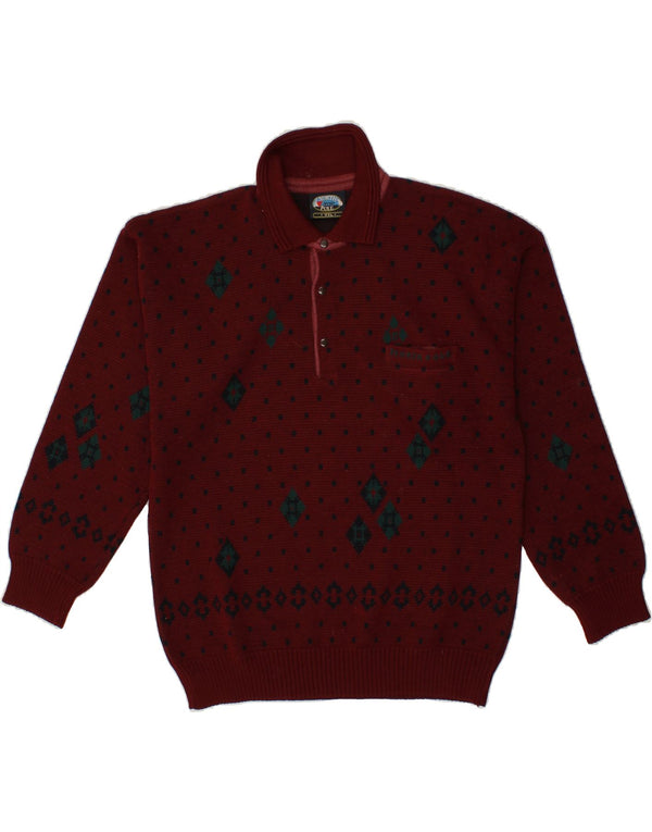 NORTH POLE Maglione da uomo con collo alto 2XL Borgogna Argyle/Diamante