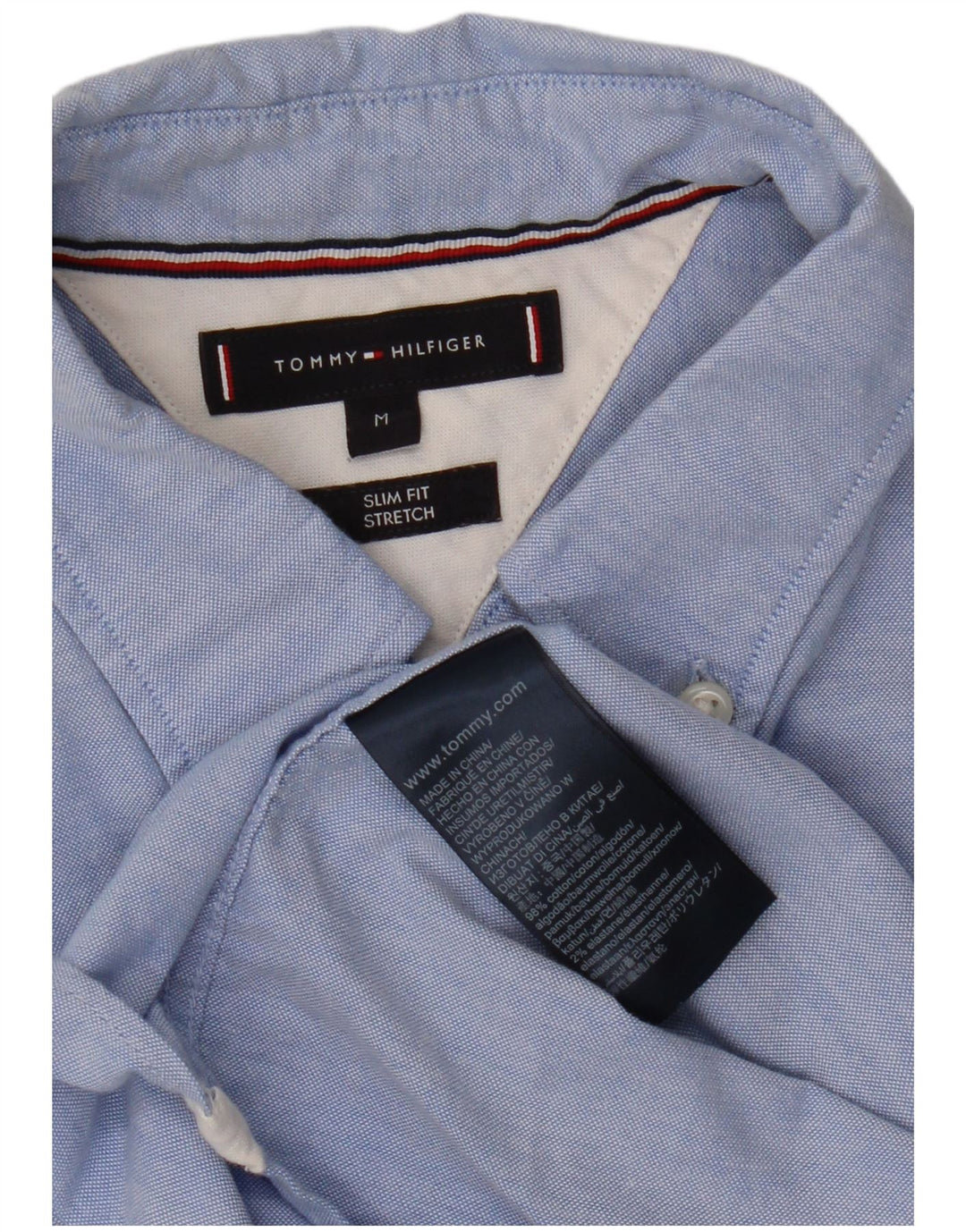 TOMMY HILFIGER Camicia slim fit da uomo in cotone blu medio