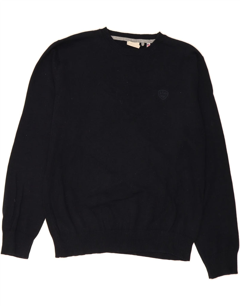 SCHOTT Mens Boat Neck Jumper Sweater XL Black Cotton Vintage Schott and Second-Hand Schott from Messina Hembry 