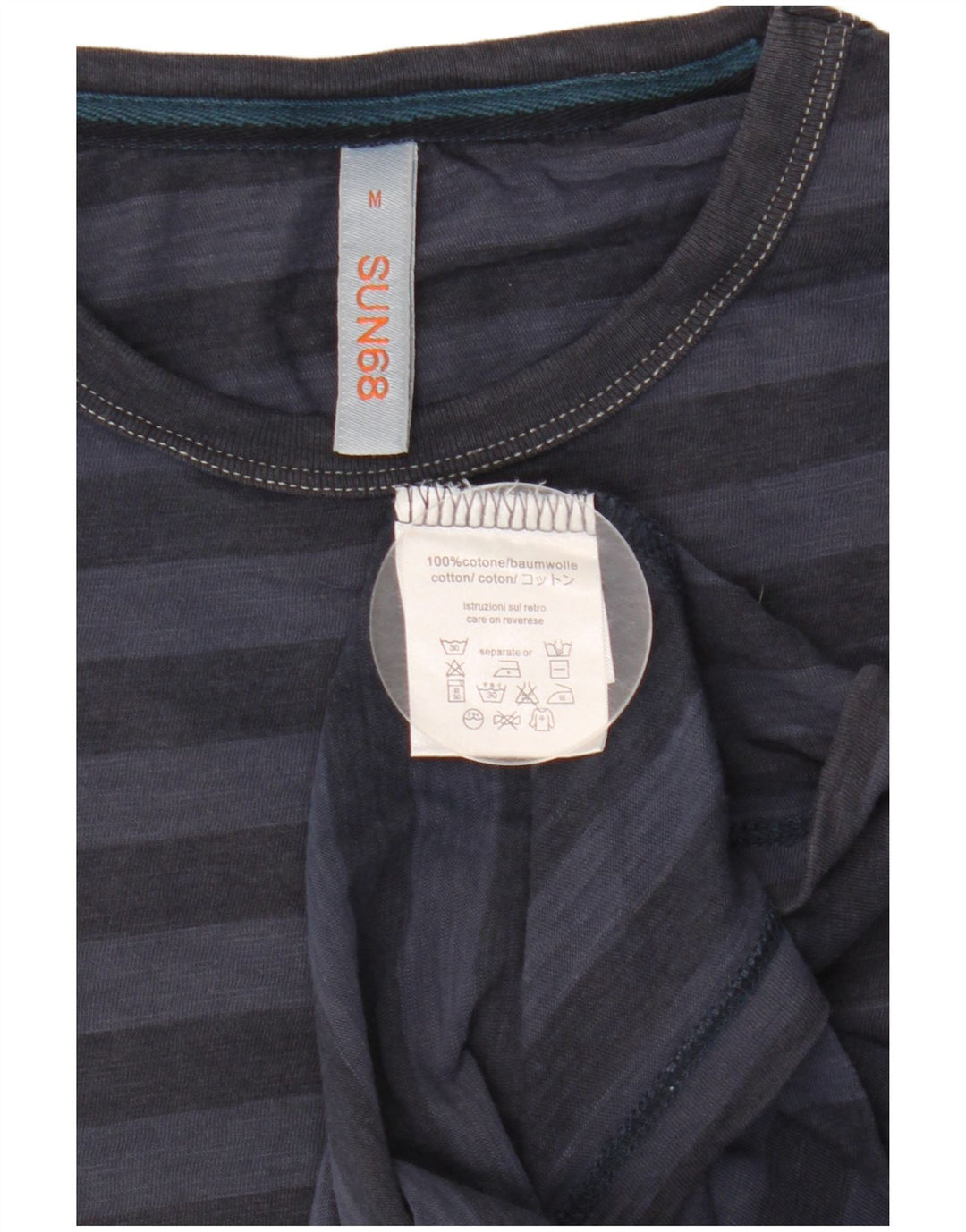 T-shirt da uomo SUN68 Top in cotone a righe blu navy medio