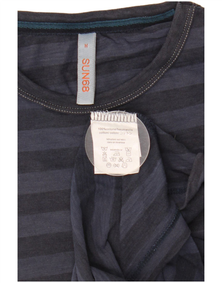 T-shirt da uomo SUN68 Top in cotone a righe blu navy medio