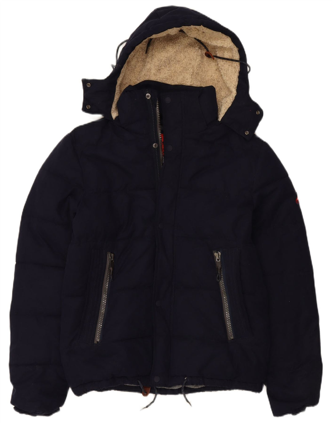 Giacca imbottita con cappuccio da uomo Superdry UK 38 poliestere medio blu navy