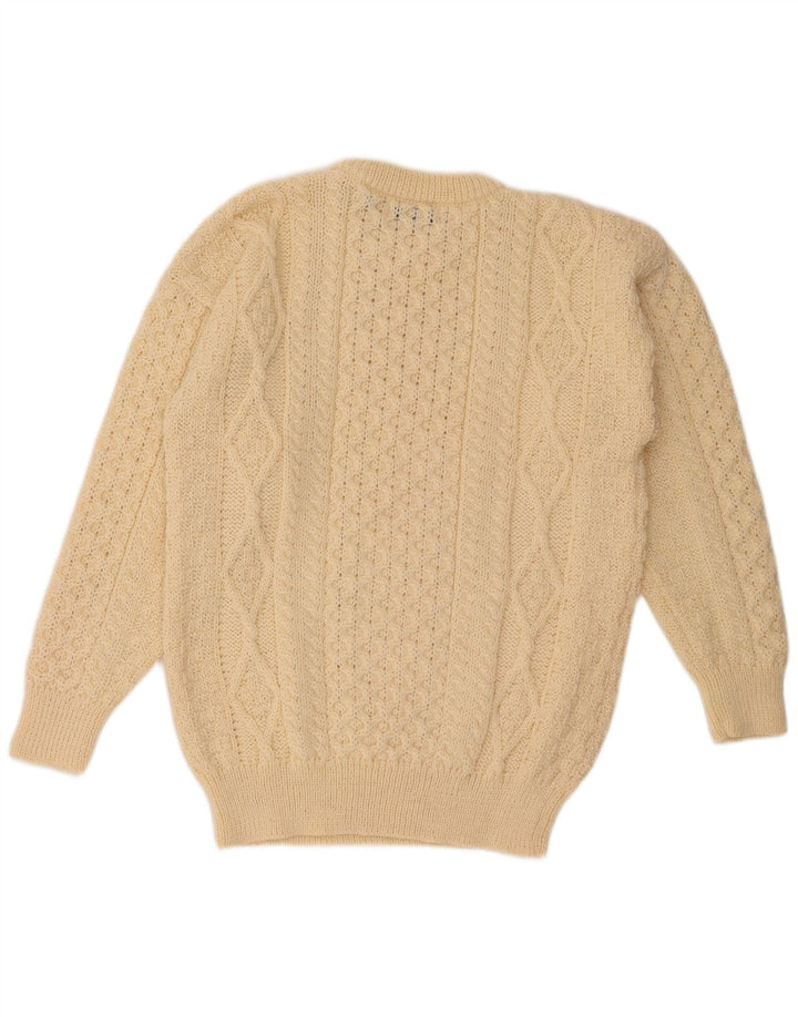 Maglione da uomo girocollo Aran Crafts, grande, in lana beige