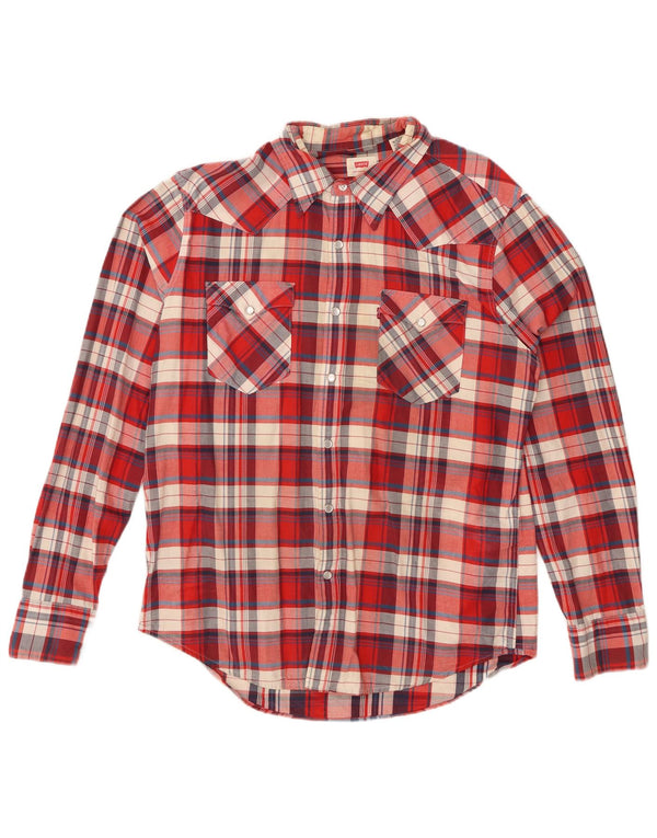 LEVI'S Camicia da uomo in flanella di cotone a quadri rossi grandi