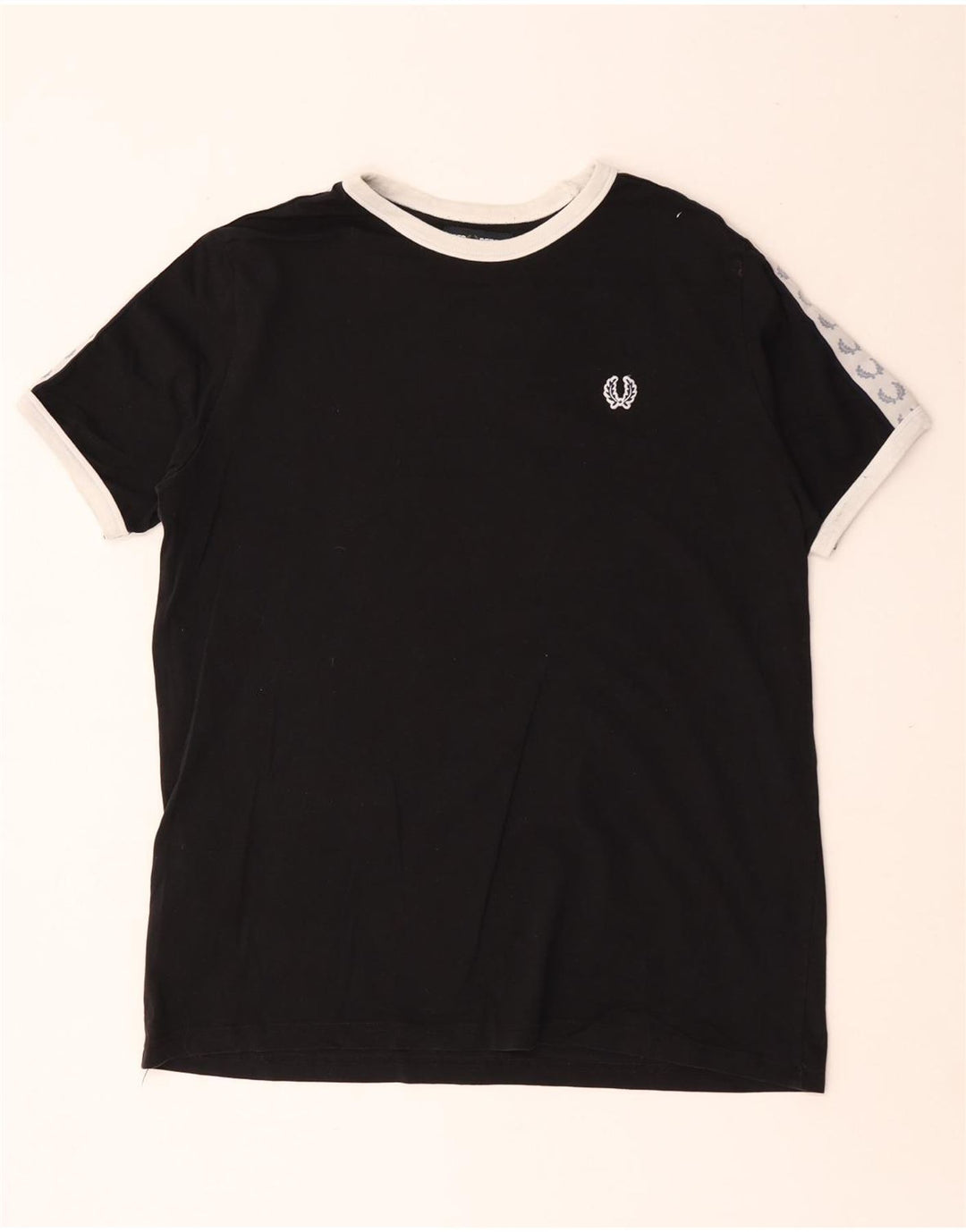T-shirt grafica da uomo Fred Perry Top in cotone color block medio nero