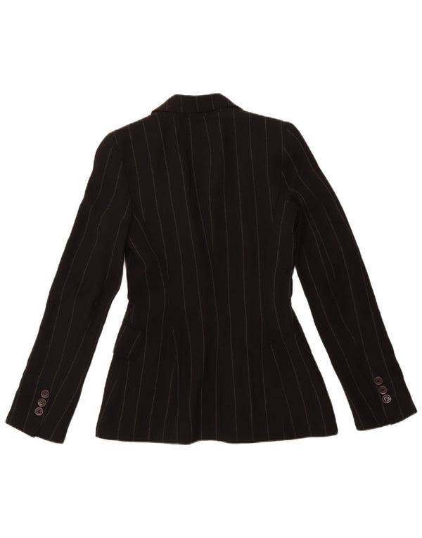 ZARA Womens 1 Button Blazer Jacket EU 34 2XS Black Striped Polyester