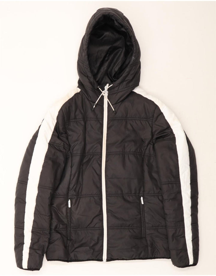 PUMA Womens Hooded Padded Jacket UK 16 Large Black Colourblock Polyester Vintage Puma and Second-Hand Puma from Messina Hembry 