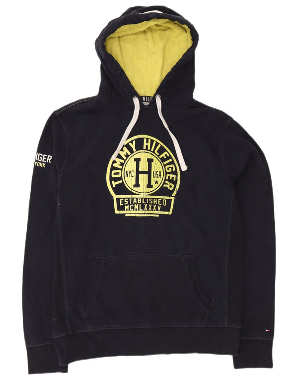 Felpa con cappuccio grafica da donna Tommy Hilfiger Vintage Fit XL in cotone blu navy