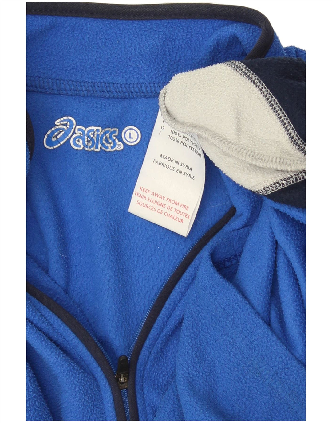 Maglione in pile da uomo Asics con zip e collo, grande, in poliestere color block blu