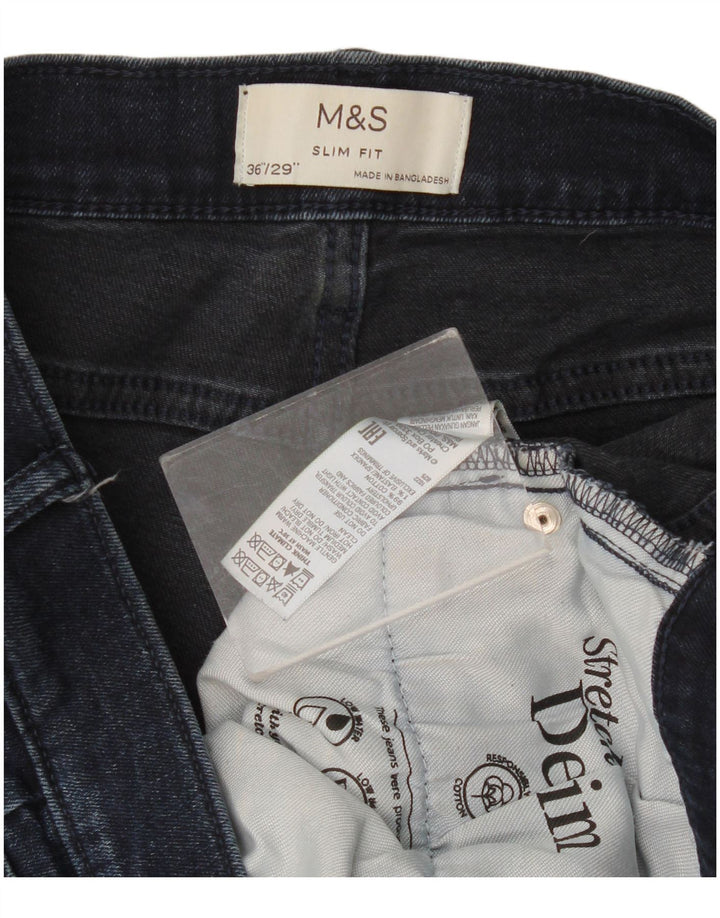 Jeans slim da uomo Marks & Spencer W36 L29 cotone blu navy