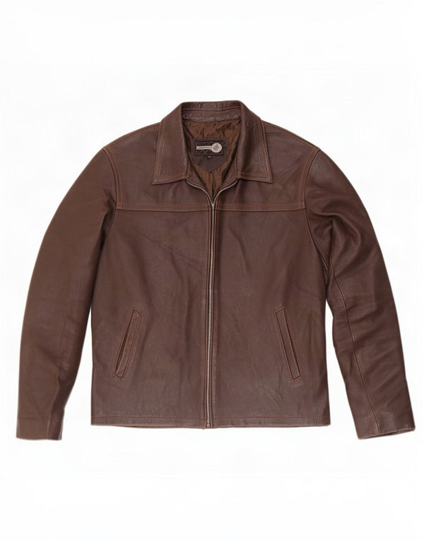 Vintage Mens Leather Jacket IT 52 XL Brown