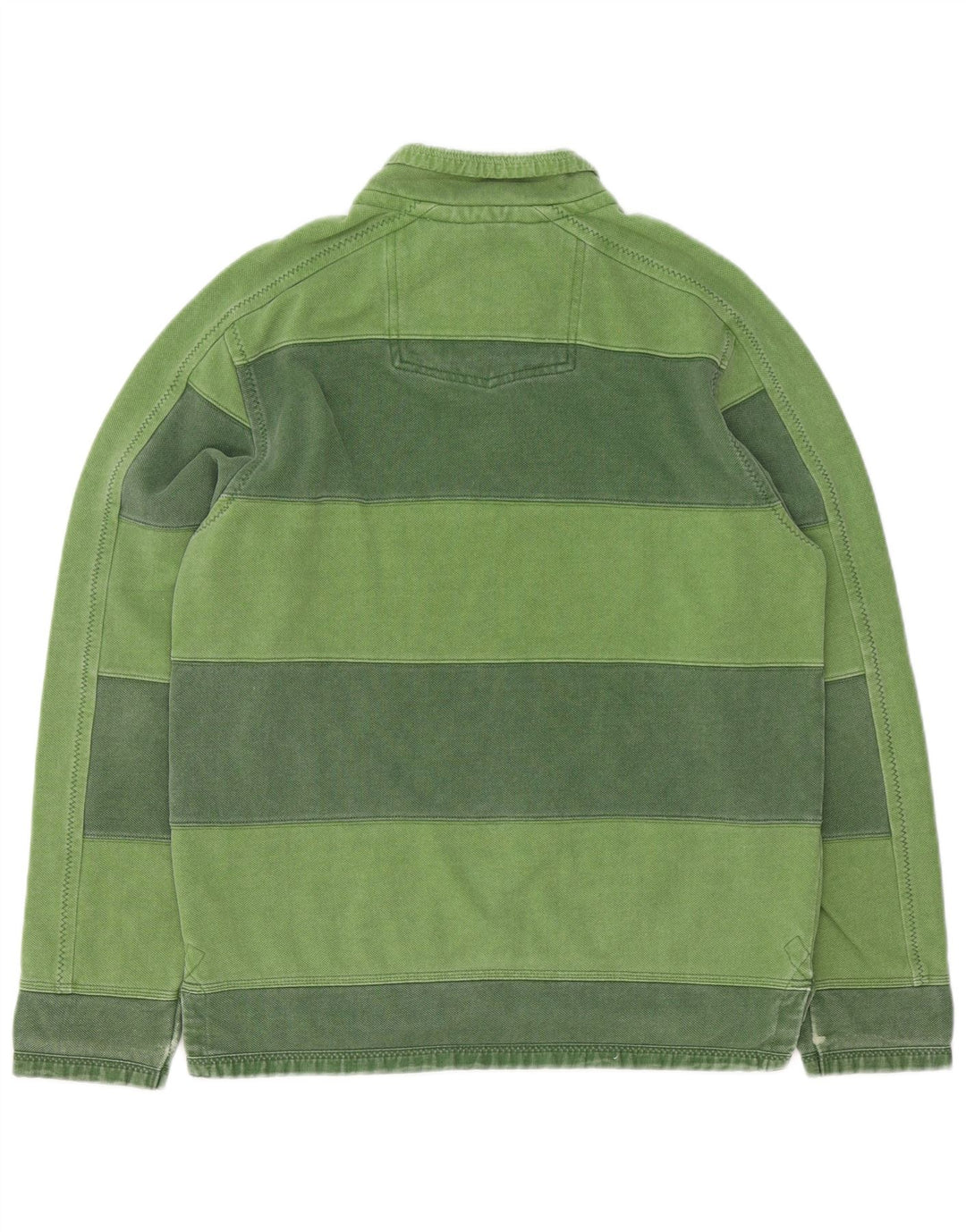Felpa da uomo con collo con zip Fat Face, maglione piccolo, in cotone a righe verdi