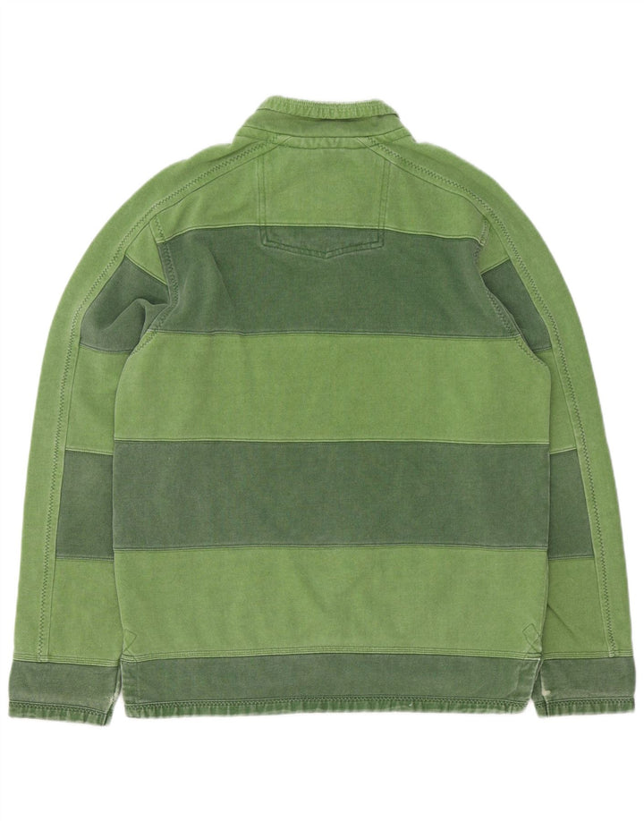 Felpa da uomo con collo con zip Fat Face, maglione piccolo, in cotone a righe verdi