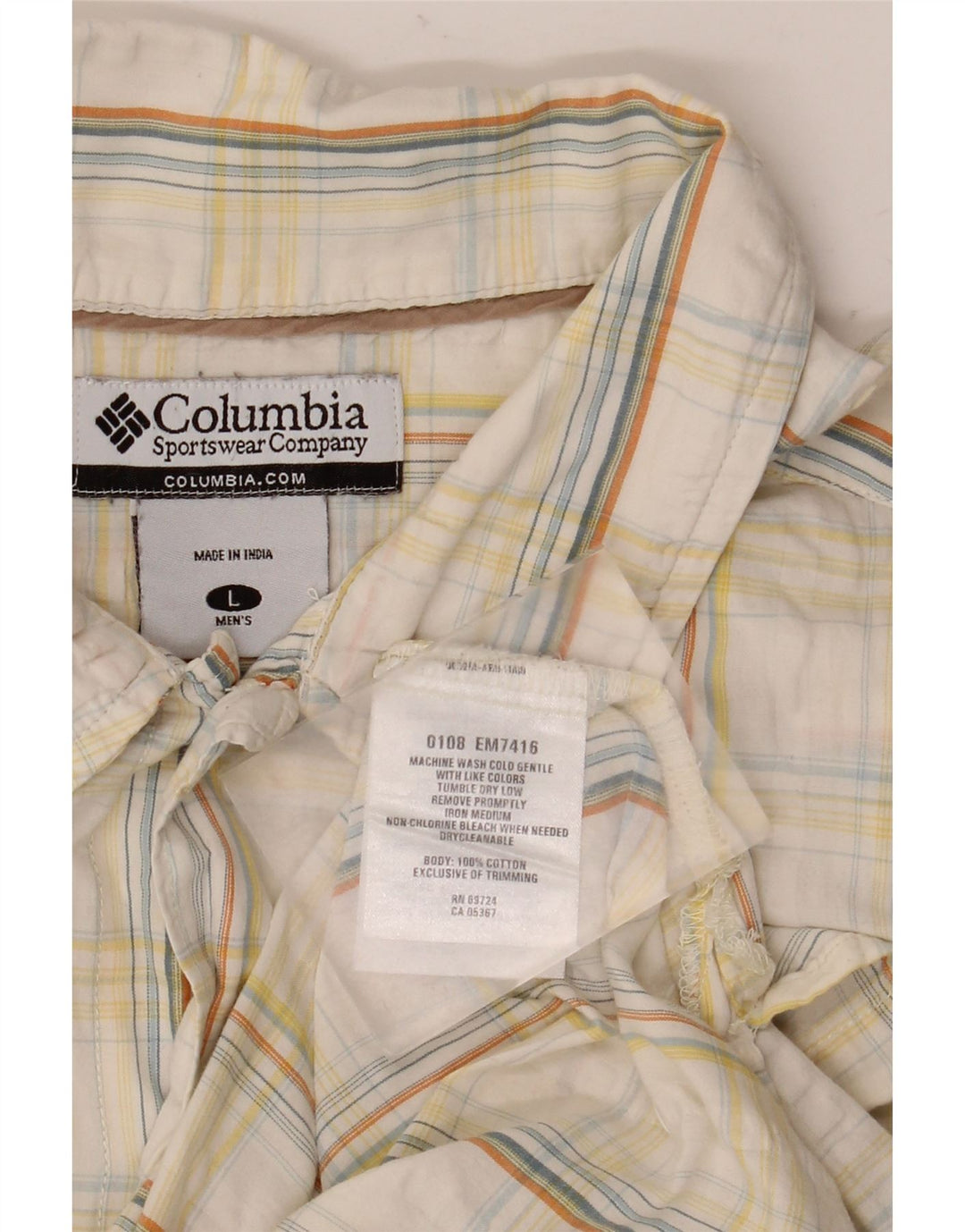 Camicia a maniche corte da uomo Columbia in cotone a quadri bianchi grandi