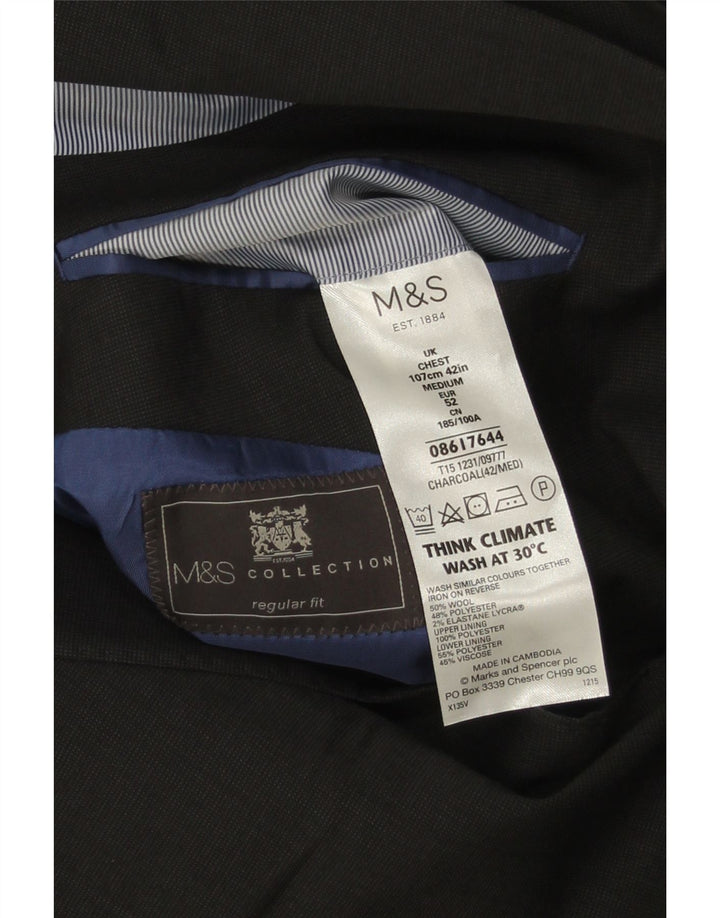 Giacca blazer da uomo Marks & Spencer vestibilità regolare a 2 bottoni UK 38 Grigio medio