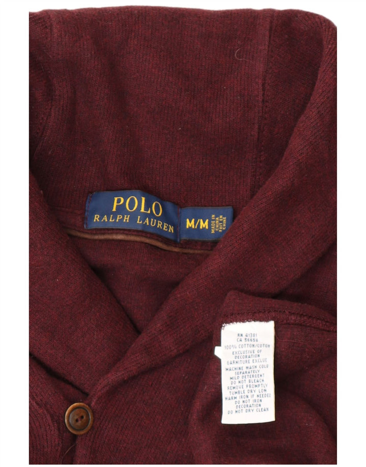 POLO RALPH LAUREN Maglione da uomo con collo a scialle in cotone bordeaux medio
