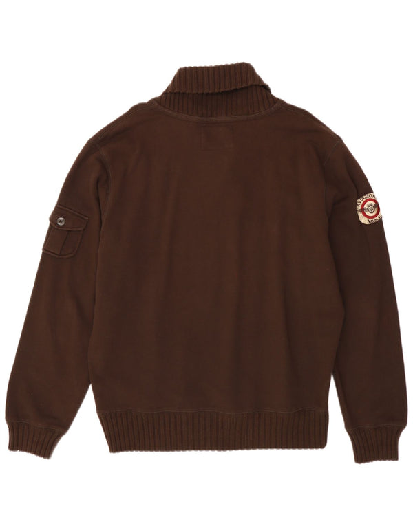 Maglione da uomo con collo a scialle Aviazione Navale 3XL cotone marrone